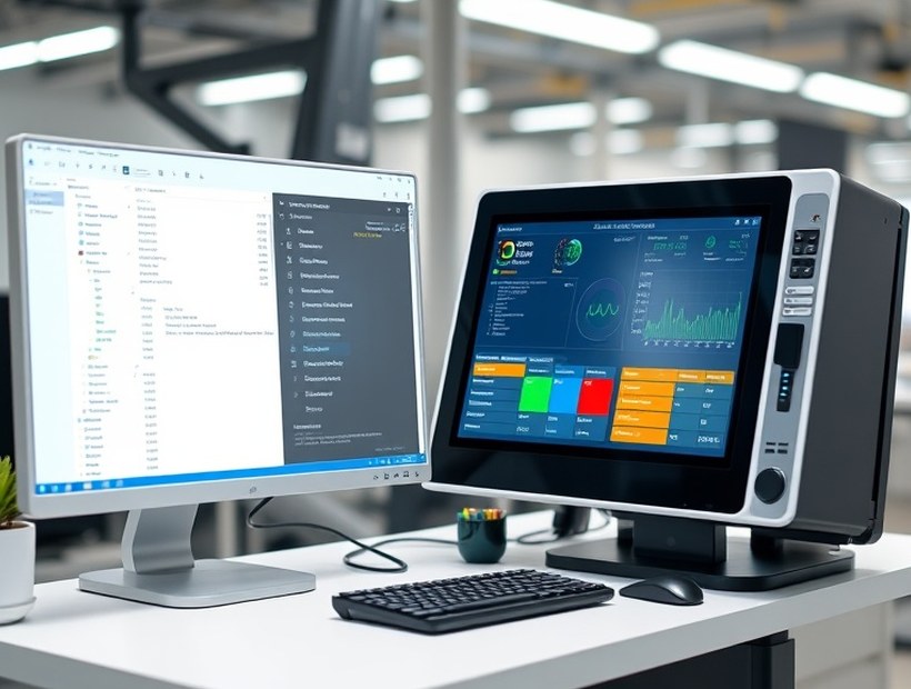 Equipo de desarrollo trabajando en el software del terminal
