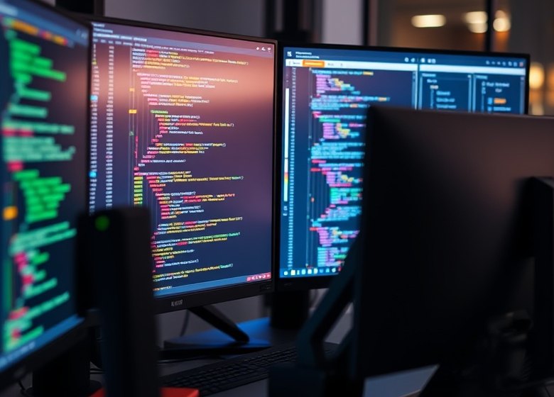 Equipo de desarrollo trabajando en el software del terminal